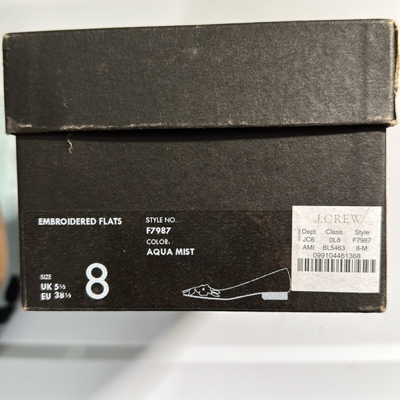 J. Crew Women's Black and Light Aqua Embroidered Flats - Picture 4 of 4